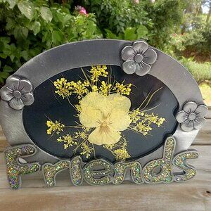 Friends Oval Pewter Metal Picture Frame 1970 Nostalgic Frame 3 1/4"  x 4"